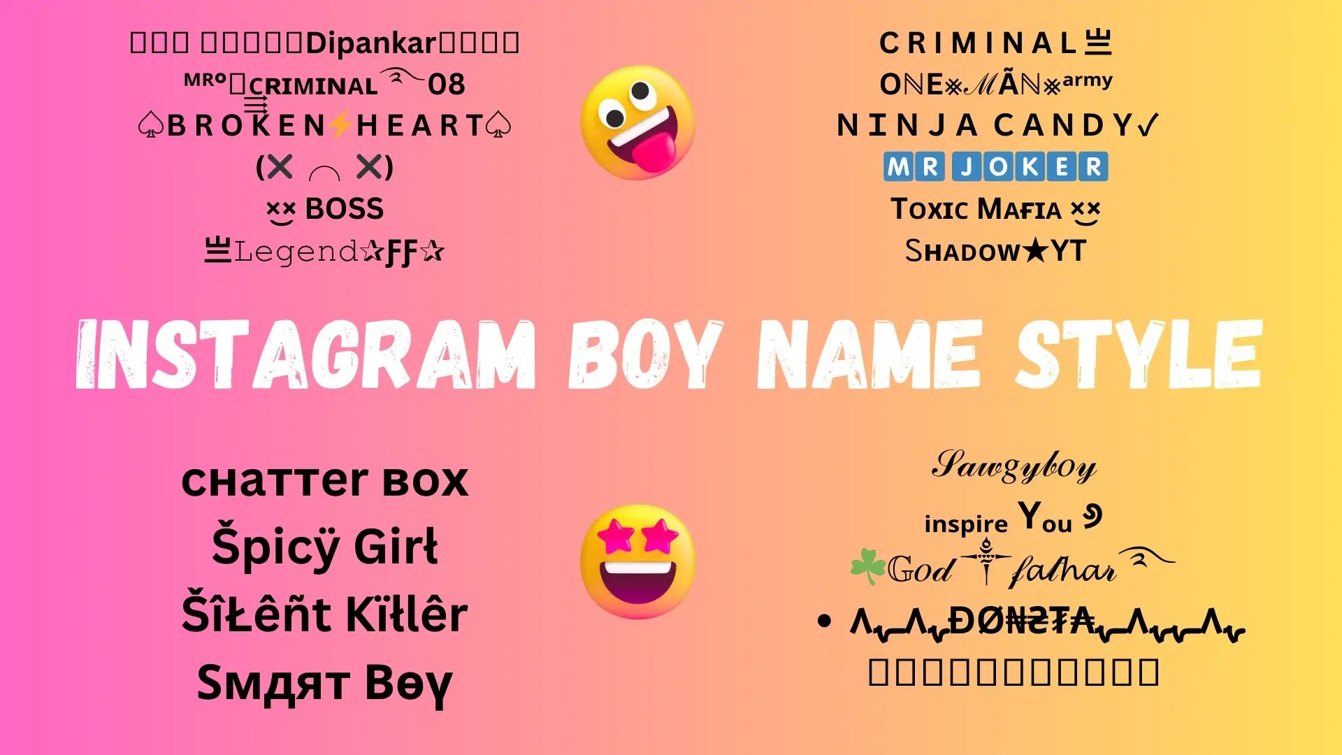 Instagram Stylish Name For Boy